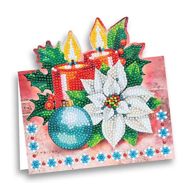 Diamond-Painting-Aufstellkarte, Kerzen mit Weihnachtsstern, 16,3cm x 16cm, inkl. Umschlag & Werkzeug