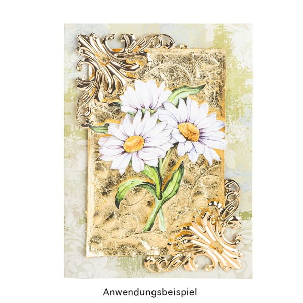 Metall-Ornamente, Design 3, 8cm x 4,5cm, roségold, 5 Stück