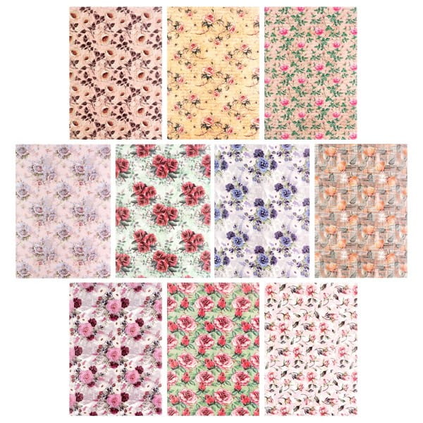 Motiv-Transparentpapiere Deluxe, Rosen, DIN A4, versch. Designs, 10 Bogen