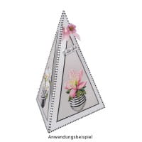 Falt-Laternen, Pyramide, 280g/m², 27,5cm x 18,5cm x 21cm, silber, 3 Stück