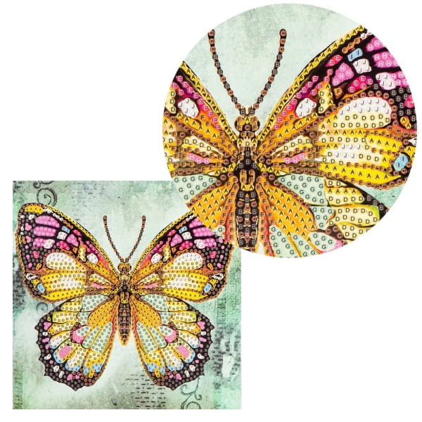 Diamond-Painting-Grußkarte, Schmetterling, 16cm x 16cm, inkl. Zubehör
