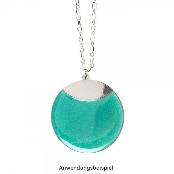 Glieder-Halskette mit Anhänger aus Edelstahl, Länge 60cm, 3mm stark, Anhänger Ø 5cm, silber