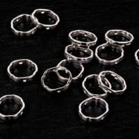 Perlenrahmen, Zieroval, außen 1,3cm x 1,5cm, innen 1,1cm x 1,3cm, silber, 14 Stück