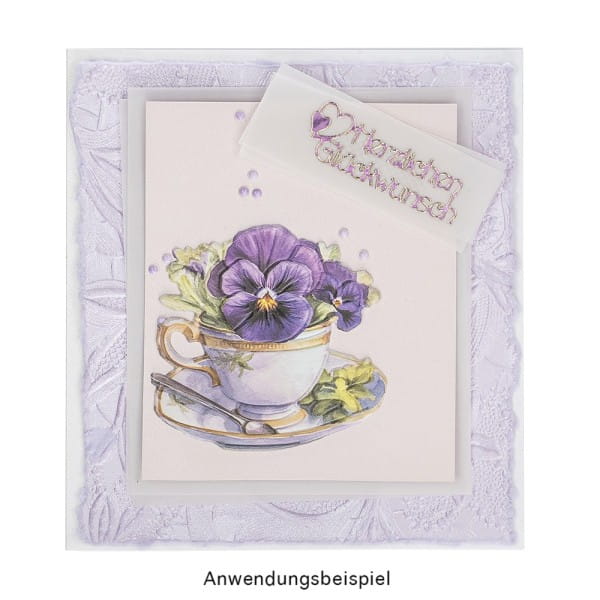3-D Relief-Sticker, Blumen in Tasse 9, verschiedene Größen, selbstklebend