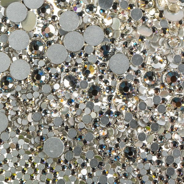Strass-Steine, Kristall-Glas, facettiert, verschiedene Größen, klar-transparent, 1950 Stück