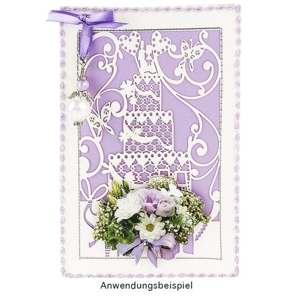 Laser-Grußkarte "Hochzeit 3", 12cm x 18cm, mit Umschlag & fliederfarbenem Einleger