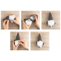 DIY-Wichtel, Alva, 25cm hoch, 8-teilig, fliederfarbener Körper und altrosa Mütze