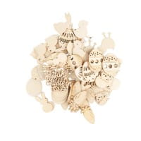 Streu-Deko, Holz, Frohe Ostern, 9 versch. Designs, je 6 Stück, 54-teilig