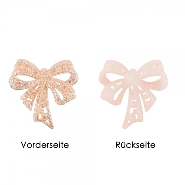 Perlmutt-Schmucksteine, Schleife, 4,5cm x 4,5cm, apricot, 7 Stück