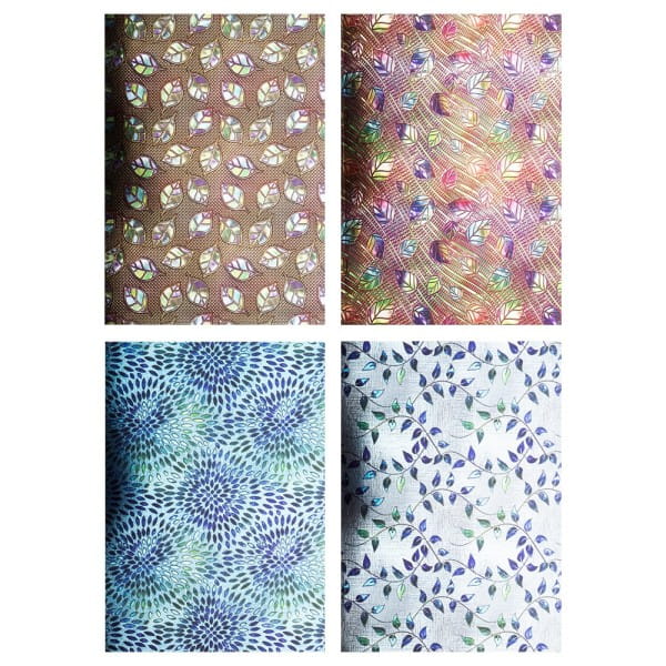 Motiv-Spiegelkarton, Blatt-Ornamentik, 4 verschiedene Designs, DIN A4, 20 Bogen