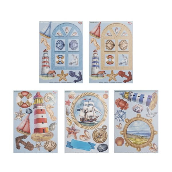 Stanzbogen, Maritim, DIN A4, 800g/m², 5 Designs, 5 Bogen