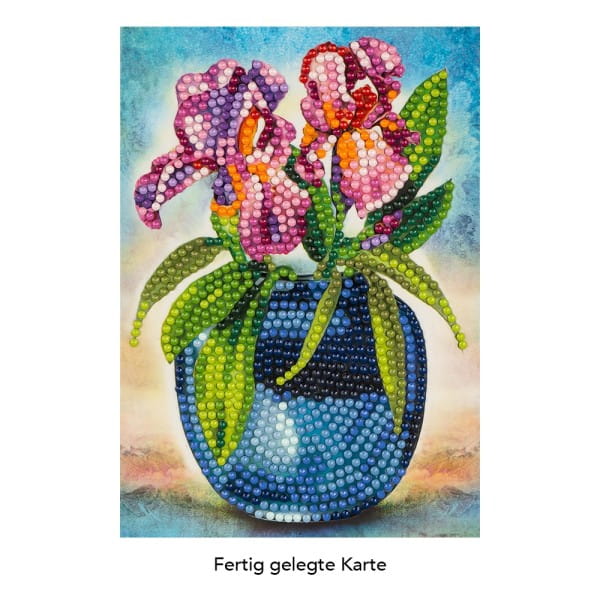Diamond-Painting-Grußkarte, Lilien in Vase, 11,5cm x 16,5cm, inkl. Zubehör