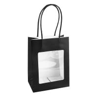 Geschenktaschen mit Folien-Sichtfenster & Henkel, 7,5cm x 12,5cm, 16,5cm, weiß, schwarz, 6 Stück
