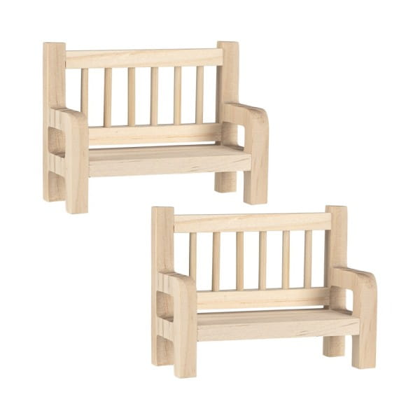 Miniatur-Holzbänke, 8cm x 3,4cm x 6cm, 2 Stück | Holz-Deko | Deko-Artikel | Deko- & Geschenkartikel