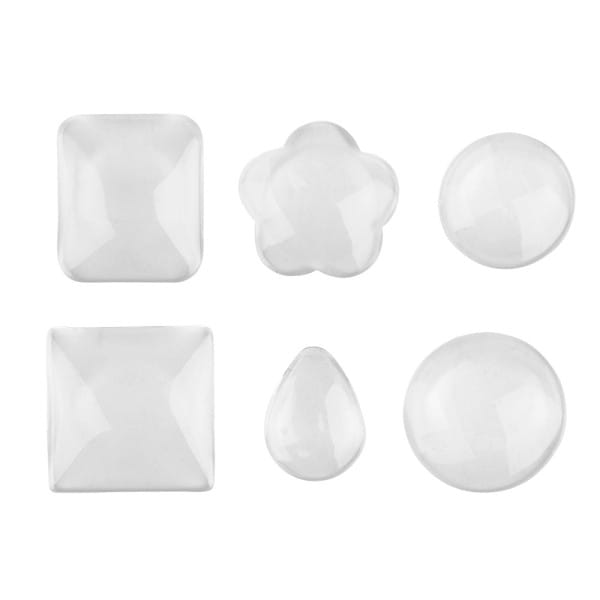 Cabochons, Mix 3, versch. Designs & Größen, klar, 6 Stück