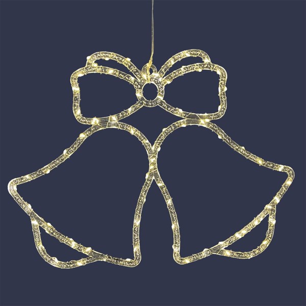 LED-Glocken zum Aufhängen, 32cm x 43cm x 0,5cm, 80 LEDs in Warmweiß