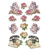 3-D Relief-Sticker, Vintage-Rosengrüße 5, verschiedene Größen, selbstklebend