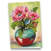 Diamond-Painting-Grußkarte, Mohnblumen in Vase 2, 11,5cm x 16,5cm, inkl. Zubehör