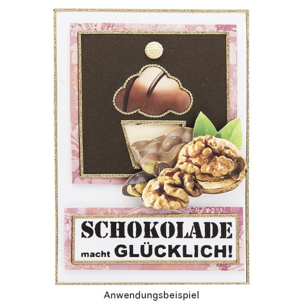 Rubbel-Transferbogen, Schoko-Texte, 10cm x 30cm, 10 Bogen