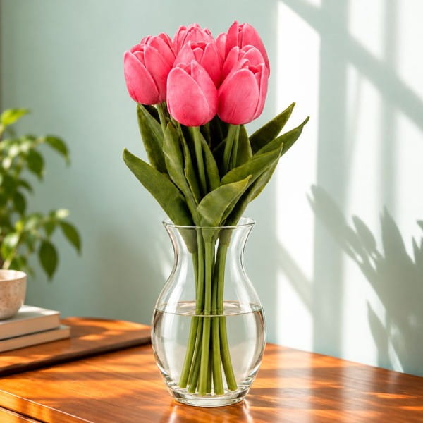 Deko-Blumen, Tulpen, 33cm lang, pink, realistische Optik, 10 Stück