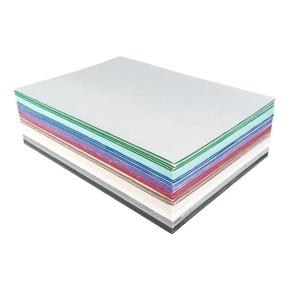 Moosgummi, beidseitig klebend, DIN A4, 2mm, 10 verschiedene Farben, 40 Bogen