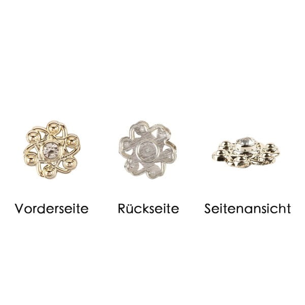 Premium-Schmucksteine, Zierblüte 4, Ø 1,9cm, hellgold, Glaskristallen, 40 Stück