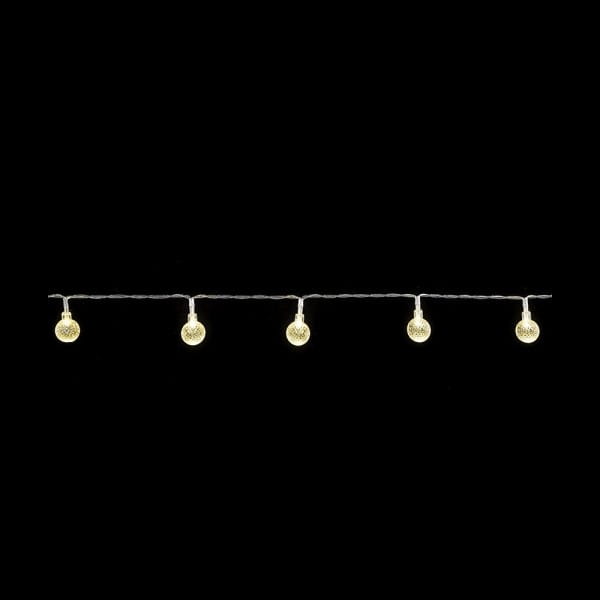 LED-Lichterkette, Relief-Kugeln, klar, 10 LEDs in Warmweiß, 3,05m lang, Timer