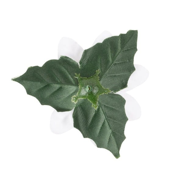 Deko-Blüten Weihnachtsstern 1, Ø 8cm, weiß mit grünen Blättern, 15 Stück