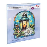 Diamond-Painting-Fensterbild, Glaskunst-Optik XL, Winter-Laterne, 26,5cm x 35,5cm, 500µ