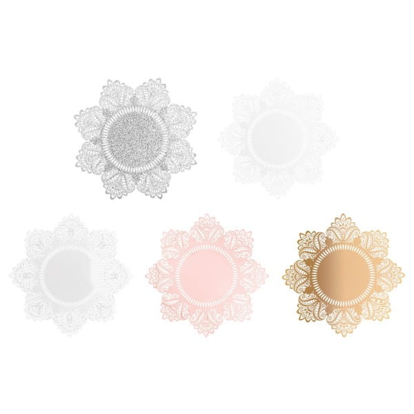 XL-Laser-Ornamente, Zierdeckchen 6, verschiedene Farben, Ø 20cm, 10 Stück