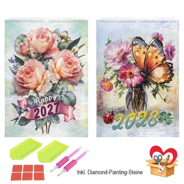 ExklusivBox: Diamond-Painting-Wandkalender für 2027 & 2028, 4-teilig