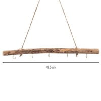 Deko-Ast, mit 5 Haken in Hellgold, 43,5cm lang, Ø 2 bis 3,5cm, mit Seil zum Aufhängen