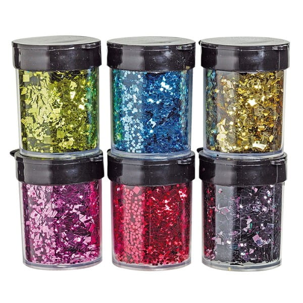 Laser-Glimmer, quadratisch, metallic, 6 Dosen