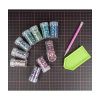 Diamond-Painting-Steine, Strass, irisierend, Sortierung 2, versch. Farben, je 8g, 10 Dosen