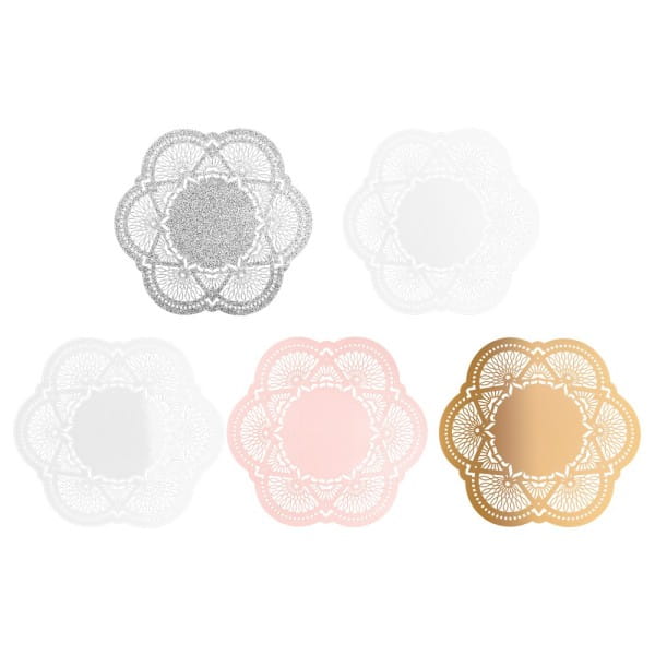 XL-Laser-Ornamente, Zierdeckchen 7, verschiedene Farben, Ø 20cm, 10 Stück
