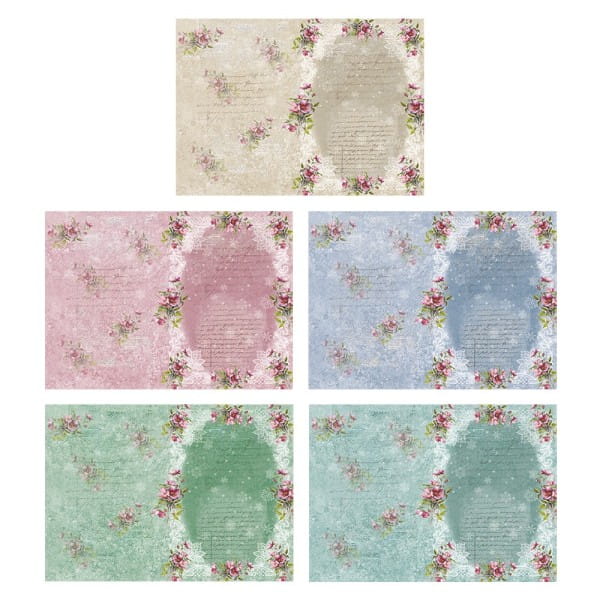 Motiv-Grußkarten, Blüten & Spitze, 11,5cm x 16,5cm, 5 Farben, inkl. Umschläge, 10 Stück