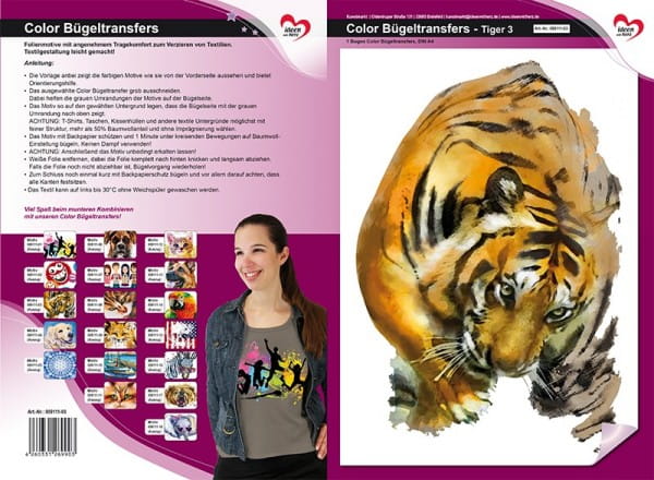 Color Bügeltransfers, DIN A4, Tiger 3