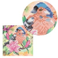 Diamond-Painting-Grußkarte, Strass, Vogel & Blumen 3, 16cm x 16cm, inkl. Zubehör