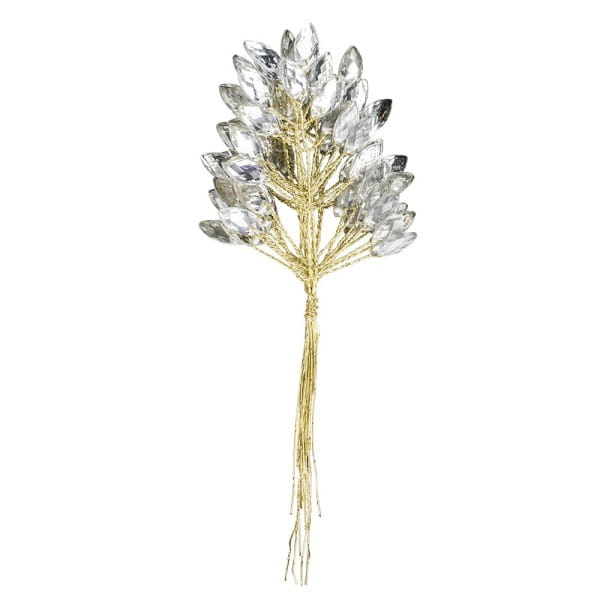 Kristallzweige, Navette, 14cm, silber hinterlegt, klar, 10 Stück