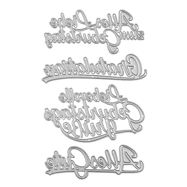 Stanzschablonen, Schriften, Geburtstagswünsche, 2,5cm bis 8,3cm, 4 Stück