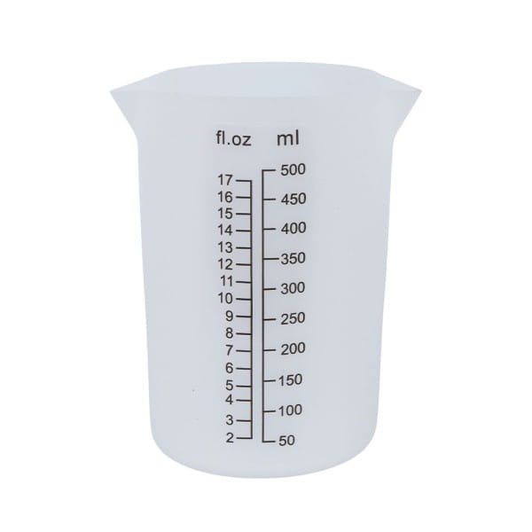 Messbecher, Silikon, 500ml, versch. Maßeinheiten, weiß-transluzent, lebensmittelecht | Messbecher | Werkzeuge | Bastelbedarf