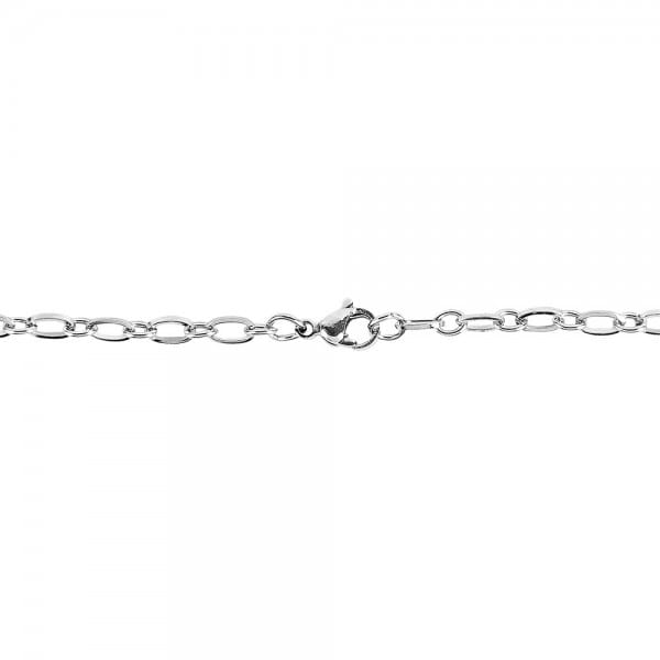 Glieder-Halskette mit Anhänger aus Edelstahl, Länge 60cm, 3mm stark, Anhänger Ø 5cm, silber