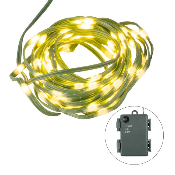 LED-Micro-Lichterkette, warmweiß, inkl. Timer, grünes Soft-Kabel, 100er | Lichterketten | LED & Leucht-Deko | Deko- & Geschenkartikel