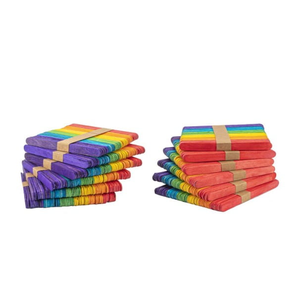 Holzstäbchen, 11,4cm lang, 1cm breit, 6 verschiedene Farben, 600 Stück
