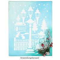 Fenster-Kunststoff-Schablone, DIN A4, Schneemann & Laterne