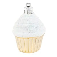 Baumschmuck, Cupcakes, Ø 4cm, 5,6cm hoch, glänzend hellgold, weißer Glitzer, 6 Stück