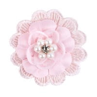 Spitzen-Blüten, mit Perlen, Ø 5cm, rosa, 10 Stück