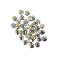 Strass-Steine, Kristall-Glas, facettiert, Ø4,8mm, 2,6mm hoch, klar irisierend, 200 Stück