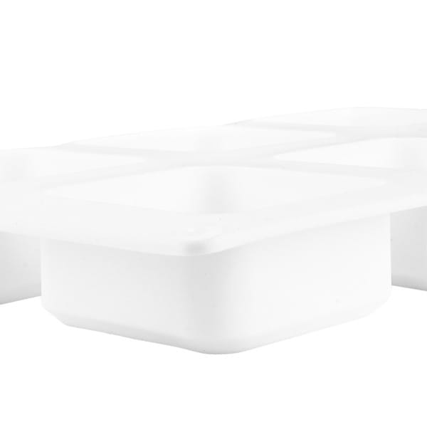 Silikonform für 6 Quadrate in der Größe 5,4cm x 5,4cm x 2,7cm, mit abgeschrägter Kante