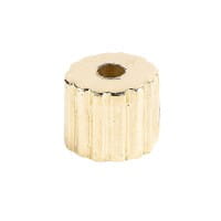 Perlen, Zylinder, geriffelt, 0,5cm x 0,6cm, hellgold, 370 Stück